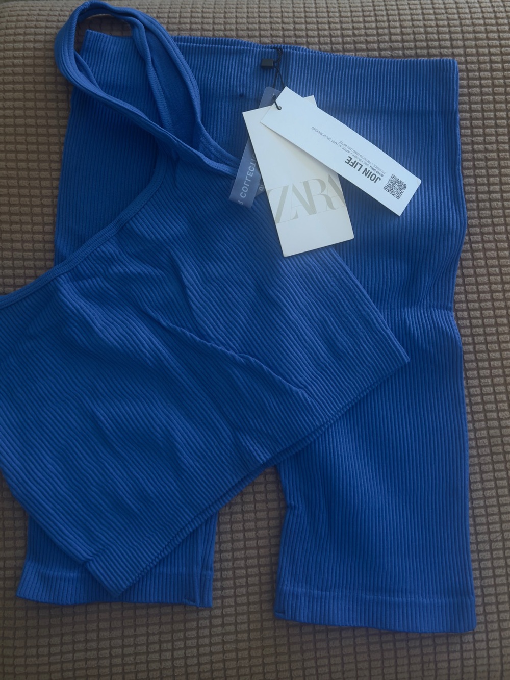 Zara Royal Blue Ribbed Tank and Short Set